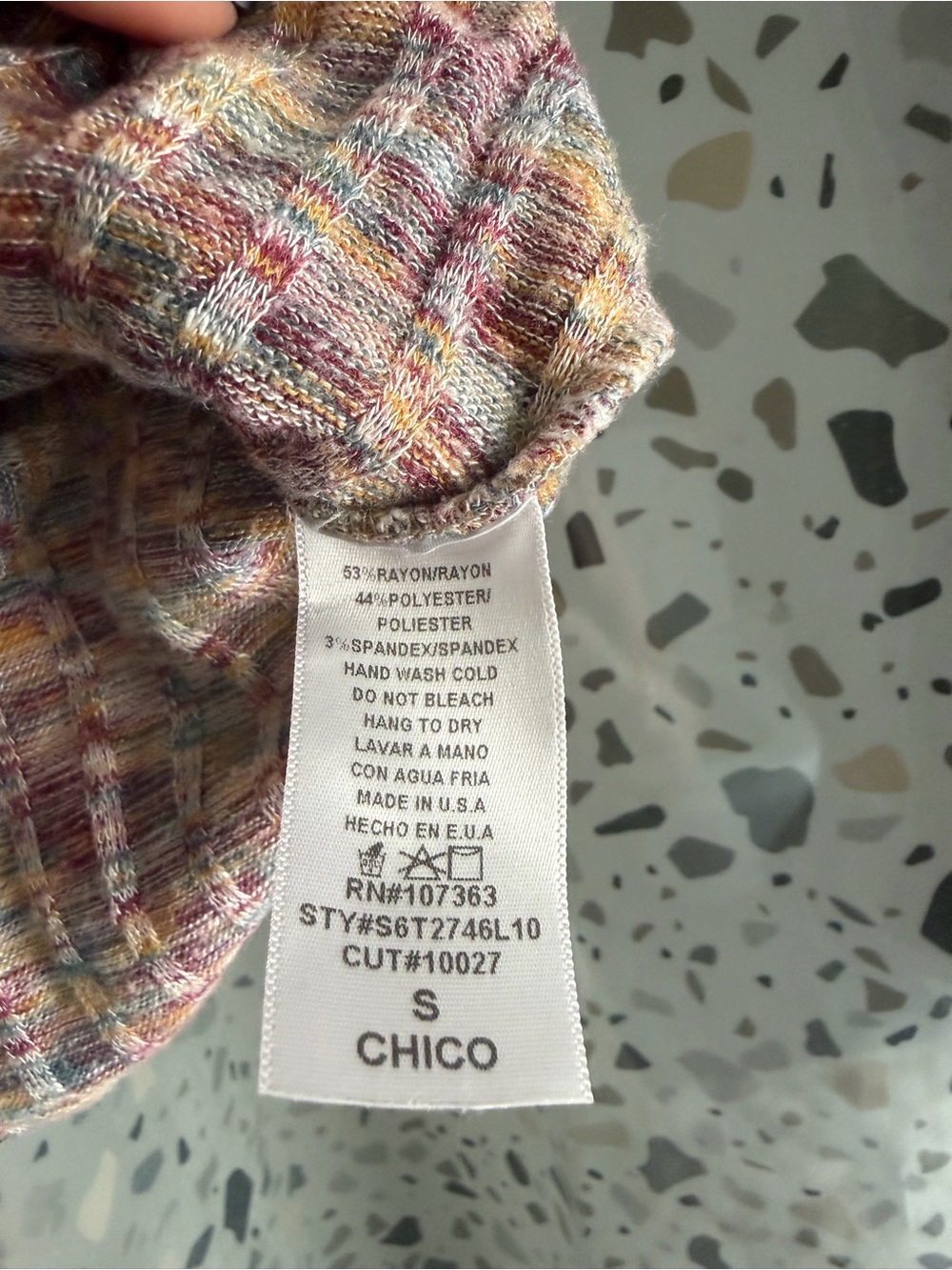 Multicolor Ribbed Wrap-Front Women's Top - Picture 4 of 4